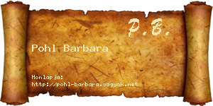 Pohl Barbara névjegykártya